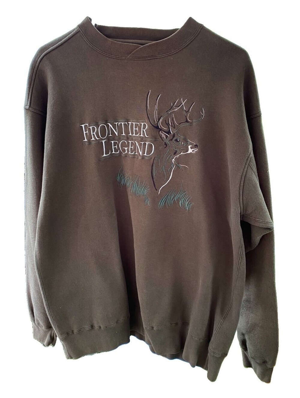 Vintage 90s Embroidered Deer Wildlife Buck Hunting Sweatshirt Mens Size Large